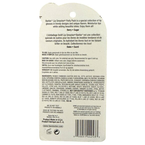 Vintg BONNE BELL Lip Smacker BARBIE #253 8pc Bubble Font BERRY & SUGAR Balms '09 - Picture 2 of 8